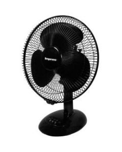 Impress Oscillating 3-Speed Table Fan, 10inH x 12inW x 12inD, Black