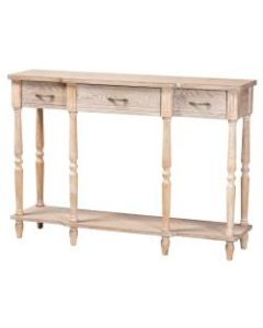 Baxton Studio Classic And Traditional French Provincial 3-Drawer Console Table, 33-15/16inH x 48inW x 13inD, Whitewashed Oak Brown
