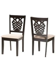 Baxton Studio Gervais Dining Chairs, Sand/Dark Brown, Set Of 2 Chairs