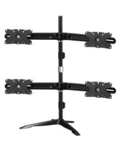 Amer Quad Monitor Stand Mount Max 32in - Up to 32in Screen Support - 105.82 lb Load Capacity - 38in Height x 12.9in Width - Desktop - Aluminum Alloy, Plastic, Steel - TAA Compliant