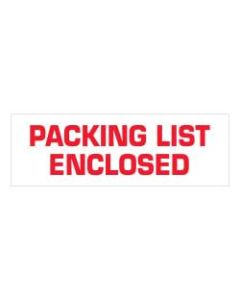 Tape Logic Pre-Printed Carton Sealing Tape, "Packing List Enclosed", 3in x 110 Yd., Red/White, Case Of 6 Rolls