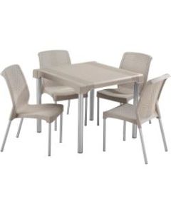 Rimax 5-Piece Breakroom/Lunch Room Table and Chairs Set, Taupe
