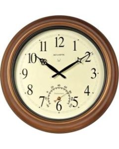 AcuRite 18-inch Atomic Metal Copper Outdoor Clock with Thermometer - Analog - Atomic - Metal Case - Thermometer - Copper Finish