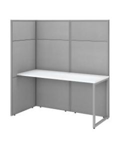 Bush Business Furniture Easy Office 60inW Cubicle Desk Workstation With 66inH Open Panels, Pure White/Silver Gray, Standard Delivery
