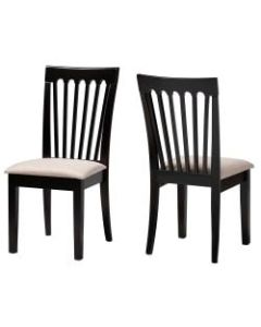Baxton Studio Minette Fabric Dining Chairs, Sand/Dark Brown, Set Of 2 Dining Chairs