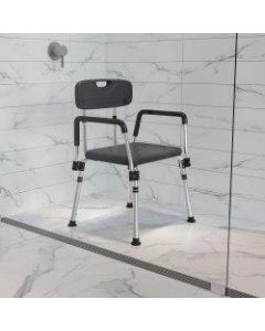 Flash Furniture Hercules Adjustable Bath And Shower Chair With Quick-Release Back And Arms, 34-3/4inH x 20-3/4inW x 19-3/4inD, Gray
