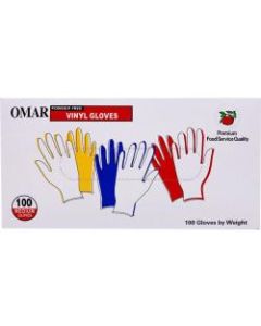Omar Disposable Powder-Free Vinyl General-Purpose Gloves, Medium, Clear, 100 Gloves Per Box