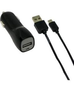 VisionTek 2 amp car charger with 3.2 foot micro USB cable -BLACK - 12 V DC Input Voltage - 5 V DC Output Voltage - 2 A Output Current - USB