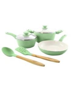 Gibson Home 7-Piece Plaza Cafe Cookware Set, Mint