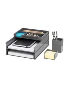 Realspace 5-Piece Desk Organizer Set With Antimicrobial Treatment, Gray