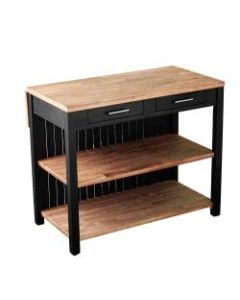 SEI Berinsly Expandable Freestanding Kitchen Island, 36inH x 43-1/2inW x 32-1/2inD, Black/Natural