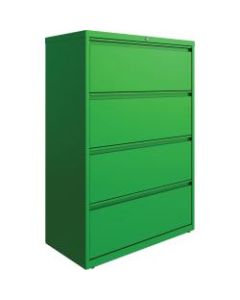 Lorell 36inW Lateral 4-Drawer File Cabinet, Metal, Green
