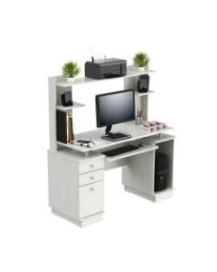 Inval Computer Work Center With Hutch, Laricina White