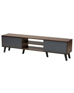 Baxton Studio Multi-Tone TV Stand, 18-1/8inH x 70-15/16inW x 13-13/16inD, Gray/Walnut Brown/Black