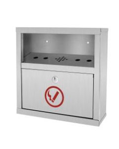 Alpine Quick Clean Rectangular Steel Wall-Mounted Cigarette Disposal Bin, 12-1/4inH x 5-13/16inW x 4-1/4inD, Stainless Steel