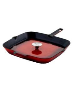 MegaChef Cast Iron Grill Pan, 14in, Red