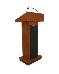 AmpliVox Executive Sound Column Lectern - 20.75in Table Top Width x 16.50in Table Top Depth - 47in Height x 22in Width x 18in Depth - Assembly Required - High Pressure Laminate (HPL), Medium Oak