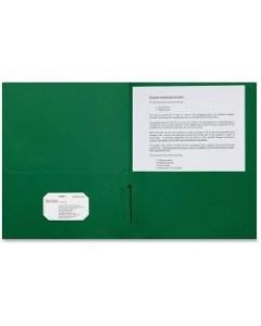 Sparco Leatherette Portfolio, 8-1/2in x 11in, 2 Pocket, Green, Box of 25
