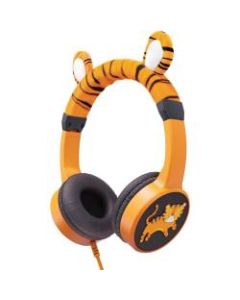 Planet Buddies Charlie the Tiger Furry Kids Headphones - Stereo - Mini-phone (3.5mm) - Wired - Over-the-head - Binaural - Circumaural - Orange
