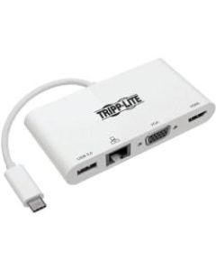 Tripp Lite USB C Docking Station Adapter 4K w/ HDMI, VGA, Gigabit Ethernet, USB-A Hub White, Thunderbolt 3 Compatible - for Notebook/Tablet/Smartphone/Projector/Monitor - USB 3.1 Type C - 2 x USB Ports