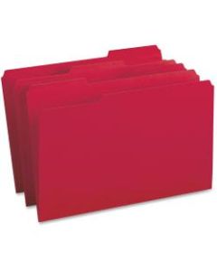 Business Source 1/3-Cut Tab Colored File Folders, Legal Size, Red, Box Of 100 Folders