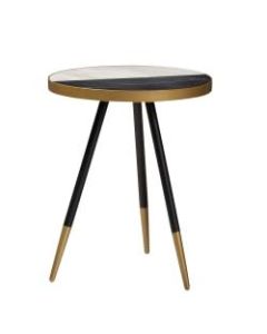 Baxton Studio Modern Accent Table, 21-3/4in x 17-5/16in x 17-5/16in, Gold/Marble/Black