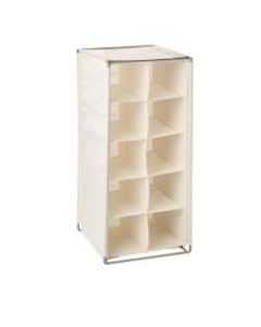 Honey-Can-Do 10-Pair Canvas Shoe Rack, 30inH x 13inW x 12 3/4inD, Off-White