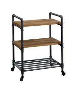 Sauder Iron City 3-Shelf Multipurpose Cart, Checked Oak