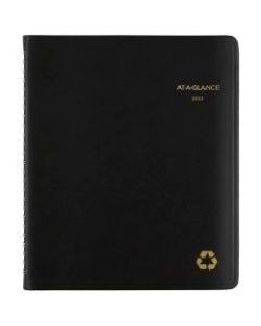 AT-A-GLANCE Recycled Weekly/Monthly Planner, 7in x 8-3/4in, Black, 75% Recycled, January To December 2022, 70951G05