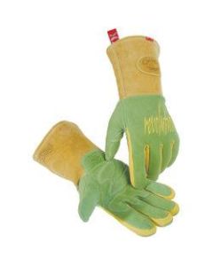 Caiman Revolution Deerskin Leather Welding Gloves, Large, Green/Gold