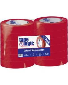 Tape Logic Color Masking Tape, 3in Core, 1in x 180ft, Red, Case Of 12