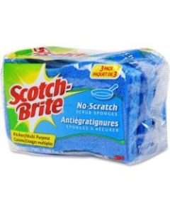 Scotch-Brite No Scratch Scrub Sponges - 2.8in Height x 4.5in Width x 4.5in Depth - 24/Carton - Blue