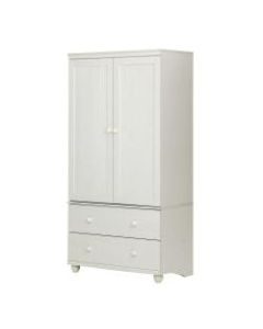 South Shore Hopedale 2-Drawer Storage Armoire, 1 Fixed Shelf, 3 Adjustable Shelves, White Wash
