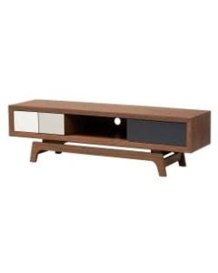 Baxton Studio Mid-Century Modern TV Stand, Walnut/Gray