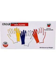 Omar Disposable Powder-Free Vinyl General-Purpose Gloves, Large, Clear, 100 Gloves Per Box