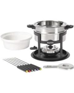 Starfrit Cookware - 1.7 quart Pot, Bowl, Stand, Fork Guide, Burner, Fork - Stainless Steel, Ceramic Bowl - Cooking - Black, Silver