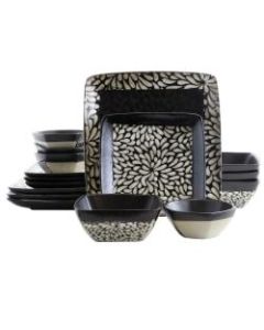 Elama 16-Piece Stoneware Dinnerware Set, Desert Bloom