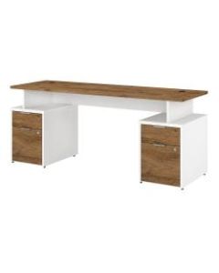 Bush Business Furniture Jamestown Desk With 4 Drawers, 72inW, Fresh Walnut/White, Standard Delivery