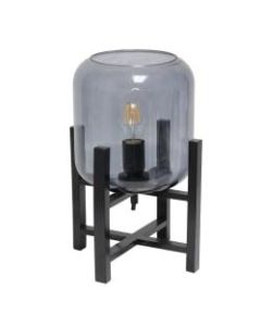 Simple Designs Wood Mounted Table Lamp, 13-7/16inH, Smoke Shade/Black Base