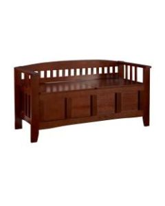 Linon Home Decor Products Storage Bench Short Split Seat Storage, 25 1/4inH x 50inW x 17inD, Walnut
