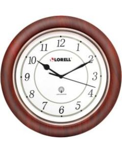 Lorell 13-1/4in Round Atomic Wood Wall Clock, Mahogany