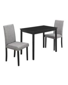 Monarch Specialties Eliana Dining Table With 2 Chairs, Black/Gray