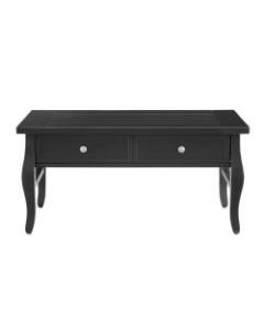 Linon Harlan 2-Drawer Coffee Table, 20inH x 42inW x 24inD, Black