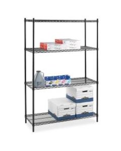 Lorell Industrial Wire Shelving Starter Unit, 48inW x 24inD, Black