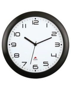 Alba Silent Round Wall Clock, 12in Diameter, Black