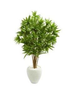 Nearly Natural 4-1/2ftH Artificial Dracaena Tree With Planter, Green/White