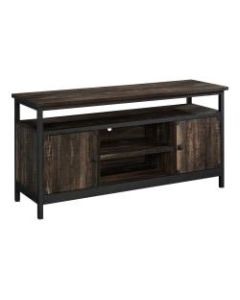Sauder Steel River Credenza Entertainment Center For 60in TVs, 29-3/4inH x 60-1/4inW x 19-1/8in, Carbon Oak/Black