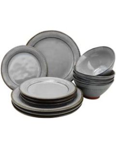 Gibson Elite Terranea 12-Piece Dinnerware Set, Gray
