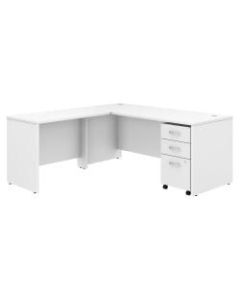 Bush Business Furniture Studio C 72inW x 30inD L Shaped Desk with Mobile File Cabinet and 42inW Return, White, Standard Delivery