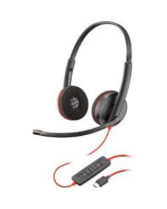 Plantronics Blackwire C3220 Headset - Stereo - USB Type C - Wired - 20 Hz - 20 kHz - Over-the-head - Binaural - Supra-aural - Noise Cancelling Microphone - Black